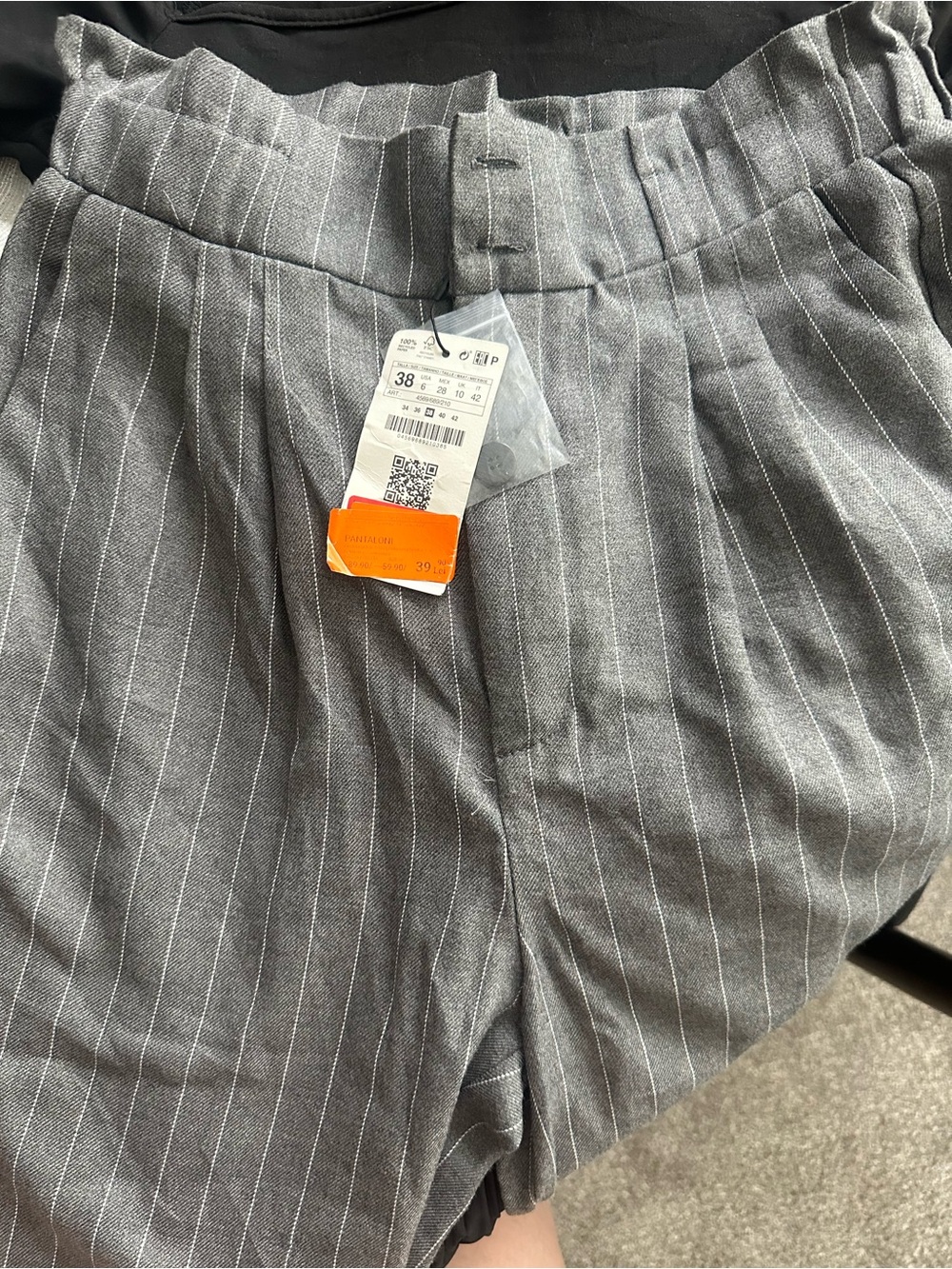 stradivarius Gray Pinstriped High-Waist Wide Leg Pants